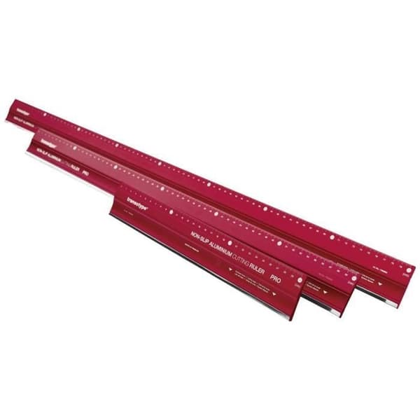 Skärregel - TRANSOTYPE - 17803006 - Aluminium PRO - Röd - Halkfri