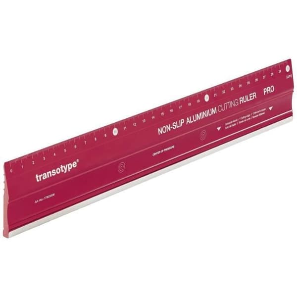 Skärregel - TRANSOTYPE - 17803006 - Aluminium PRO - Röd - Halkfri