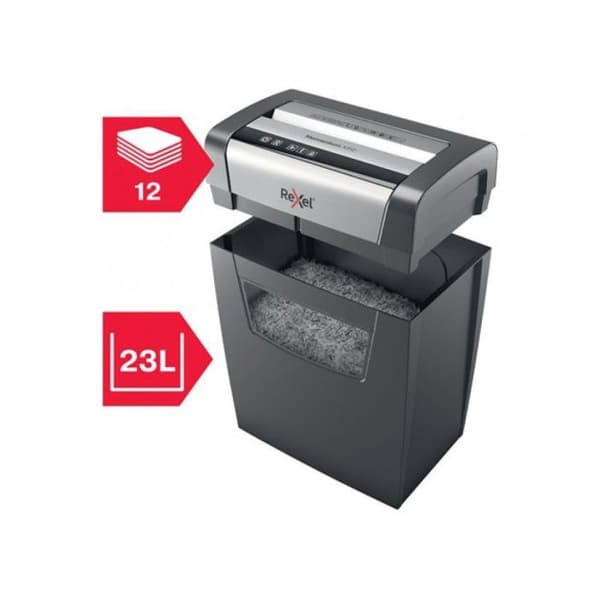 Pappersshredder - Rexel - Momentum X312 - P3 - 12 ark - 23L - Svart