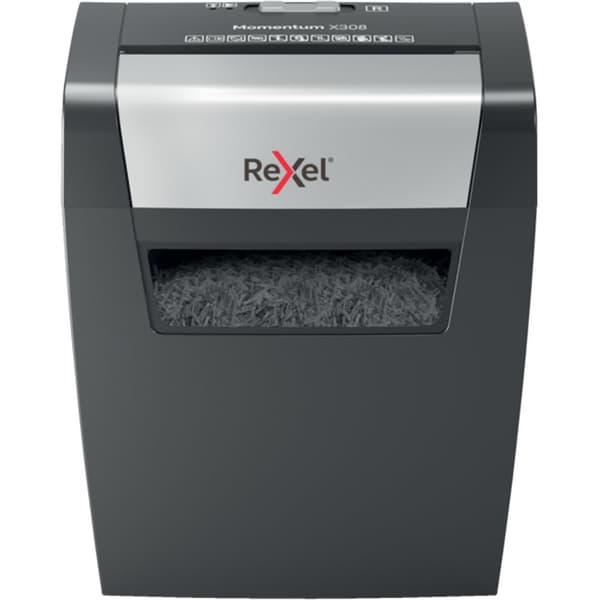 Rexel Momentum X308 paperisilppuri Hiukkassilppuri Musta, harmaa