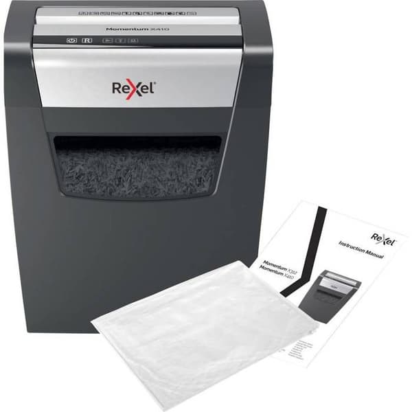 Pappersförstörare - Rexel - Momentum X410 - P4 - 10 ark - 23L - Svart