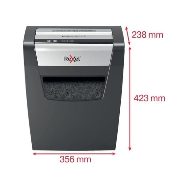 Pappersförstörare - Rexel - Momentum X410 - P4 - 10 ark - 23L - Svart