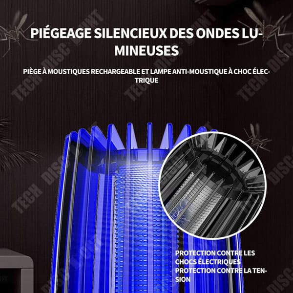 TD Mosquito Killer Lamp 360 Degrees Lght Wave Mosquito Killer Praktisk väggmonterad LED Uppladdningsbart batteri 4000 mAh Svart