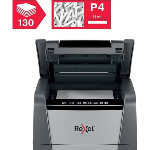 Dokumentförstörare - REXEL - Optimum Auto+ 130X - Korsklippning - 130 ark - 44L