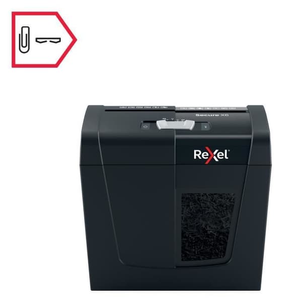 Dokumentskärare - Rexel - Secure X6 - Korsklipp - 6 ark - 10 liter