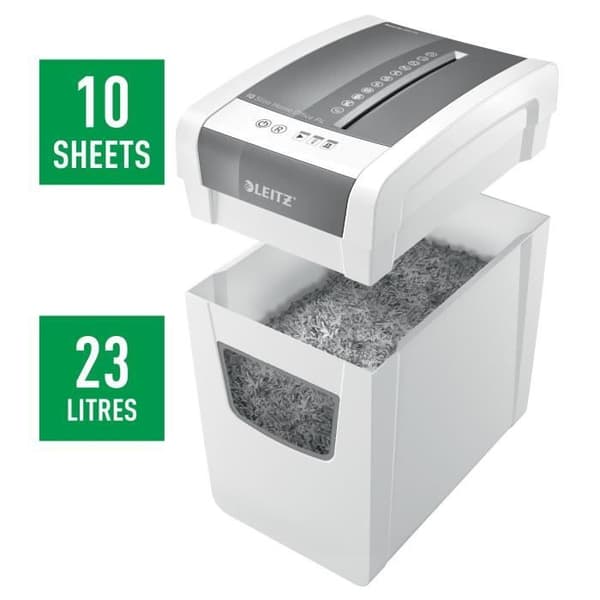 Dokumentförstörare - Leitz - IQ Slim Home Office - Cross cut - 10 ark - 23 liter