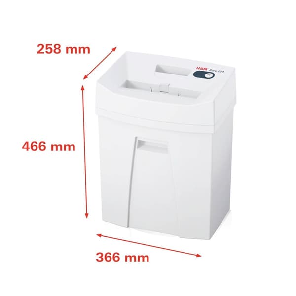 HSM Pure 220 paperisilppuri, silppuri, 22,5 cm, valkoinen