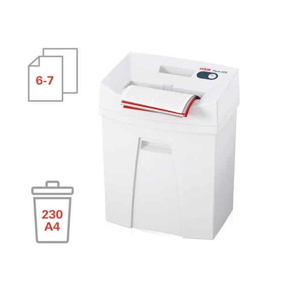 HSM Pure 220 paperisilppuri, silppuri, 22,5 cm, valkoinen