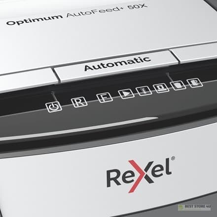 Rexel Optimum AutoFeed+ 50X silppuri, (P-4), 50 arkkia, 20 l säiliö