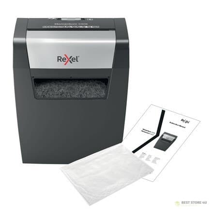 Rexel Momentum X308 dokumentförstörare, 8 ark, P-3, 15 liters korg, svart