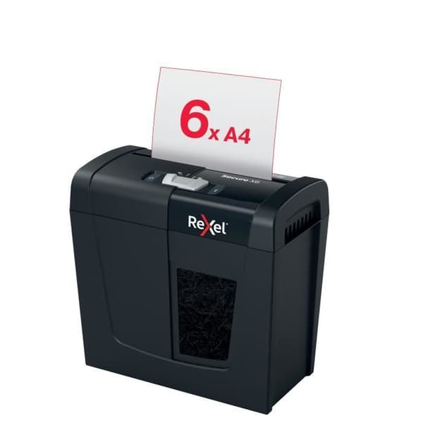 Dokumentskärare - Rexel - Secure X6 - Korsklipp - 6 ark - 10 liter