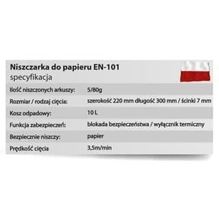 Dokumentförstörare - ESPERANZA - EN101 - Kapacitet 10 L - Säkerhet 1 DIN - 5 ark åt gången