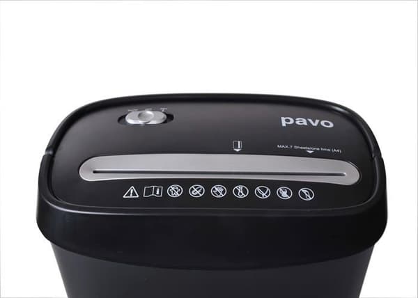 Pavo - PE14-7CC - Dokumentförstörare 7, korsklipp, Kapacitet: 7 ark, idealisk för kontoret, svart,