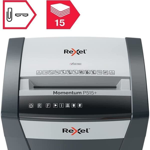 Dokumentförstörare - REXEL - Momentum P515+ - Mikrosnitt P5 - Kapacitet 15 Ark - Behållare 30L