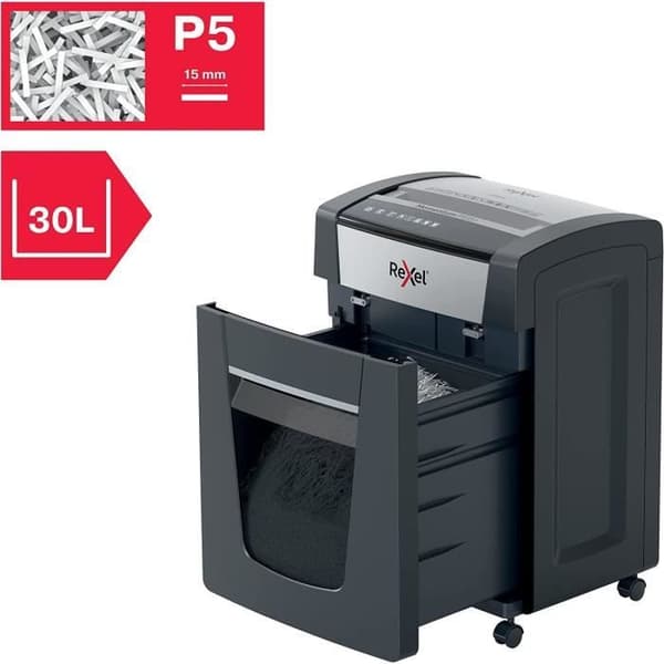 Dokumentförstörare - REXEL - Momentum P515+ - Mikrosnitt P5 - Kapacitet 15 Ark - Behållare 30L
