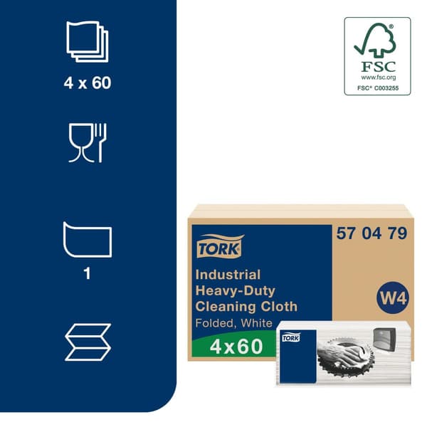 Rengöringsduk TORK W4 ExtraKraftig 60/fp