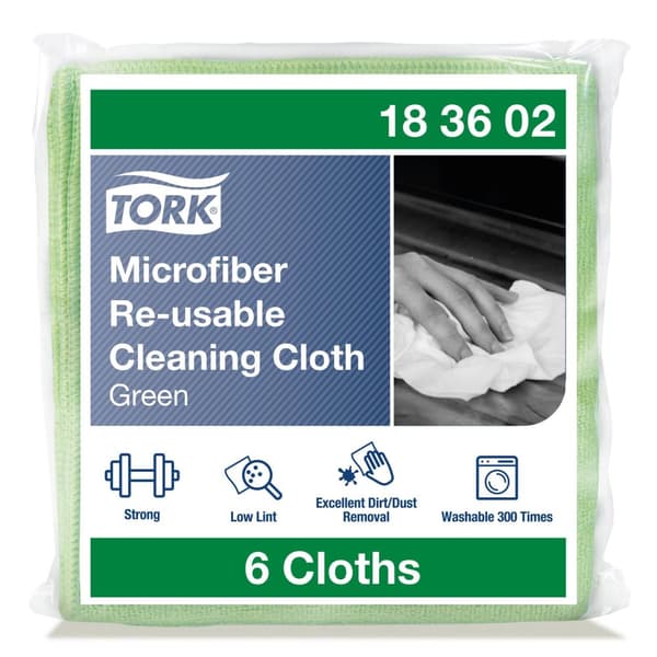 Microfiberduk TORK 30,5x30,5cm grön 6/fp