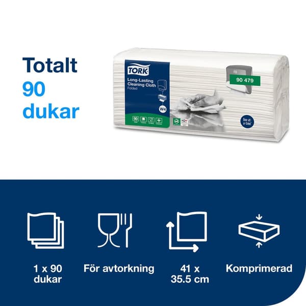 Rengöringsduk TORK W4 Slitstark 90/fp