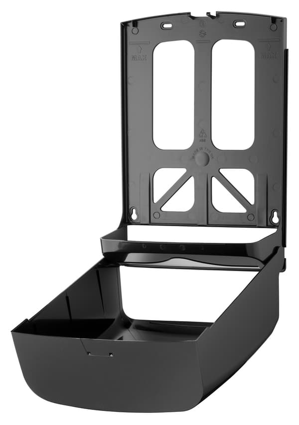 Papirdispenser, Håndklæde dispenser, Papirhåndklædeholder, Papirhåndklæder dispenser, Holder til papirhåndklæder - PQBMidiH, Midi, plastik, sort