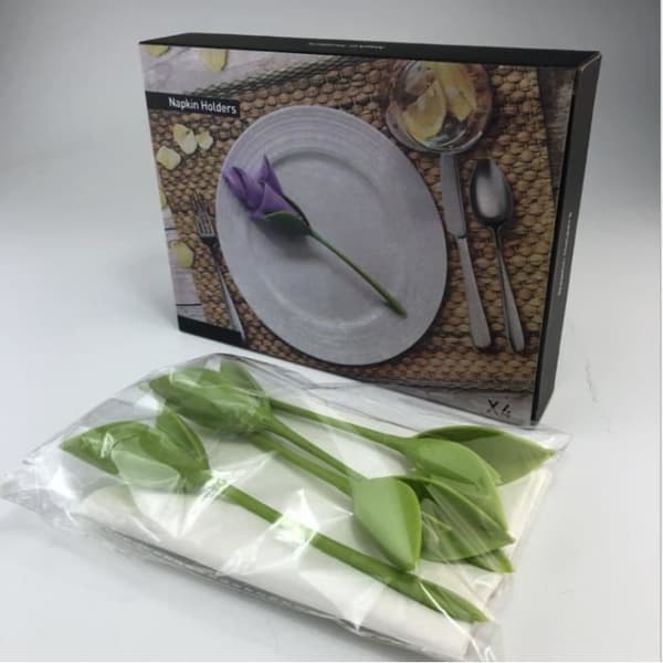 Gröna blad Blomma Form Handdukshållare Servetthållare för hotellrestaurang Matbordsdekoration (8st)