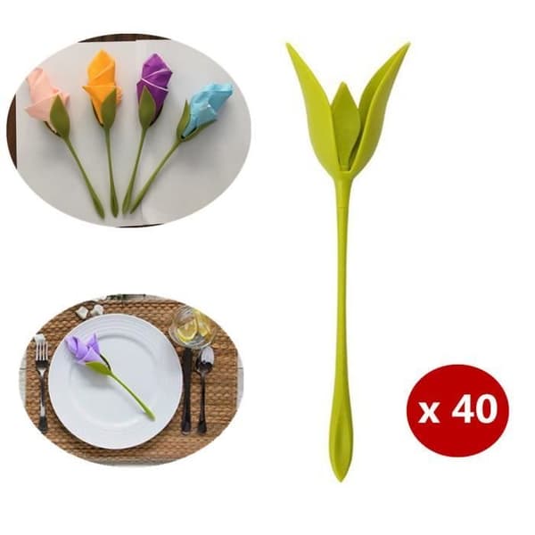 Servetthållare - Creative Art - Set med 40 st - Plast - Grön - 19,8 x 5,5 cm