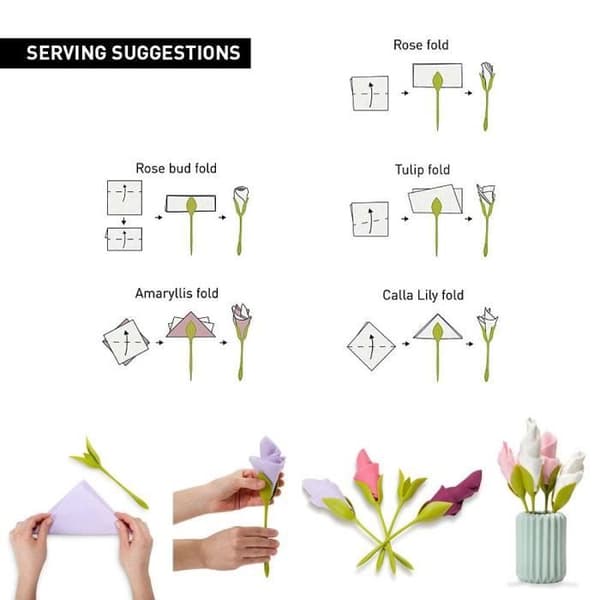 LEEGOAL Restaurant flower servetthållare, plast, 20 * 6cm, 8 stycken, grön