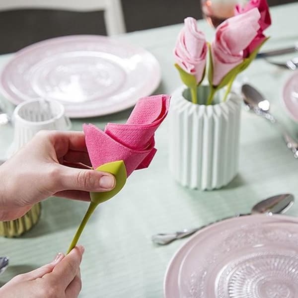 LEEGOAL Restaurant flower servetthållare, plast, 20 * 6cm, 8 stycken, grön
