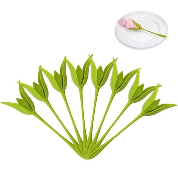 LEEGOAL Restaurant flower servetthållare, plast, 20 * 6cm, 8 stycken, grön