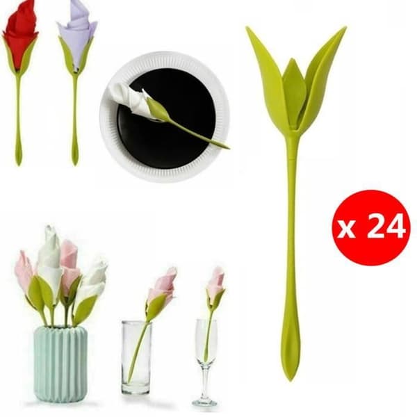 Servetthållare - Creative Art - Set om 24 - Grön - Plast - 19,8 x 5,5 cm