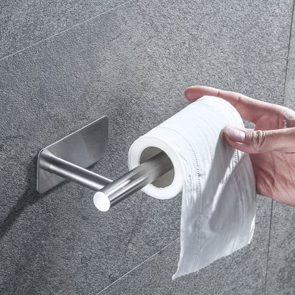Vægmonteret toiletpapirholder, hulløs papirholder med selvklæbende firkantet bund, håndklædeholder