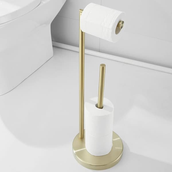 Stativ för rullhållare för toalettpapper. Borste Guld Badrum Fristående rullhållare för toalettpapper med reservfunktion