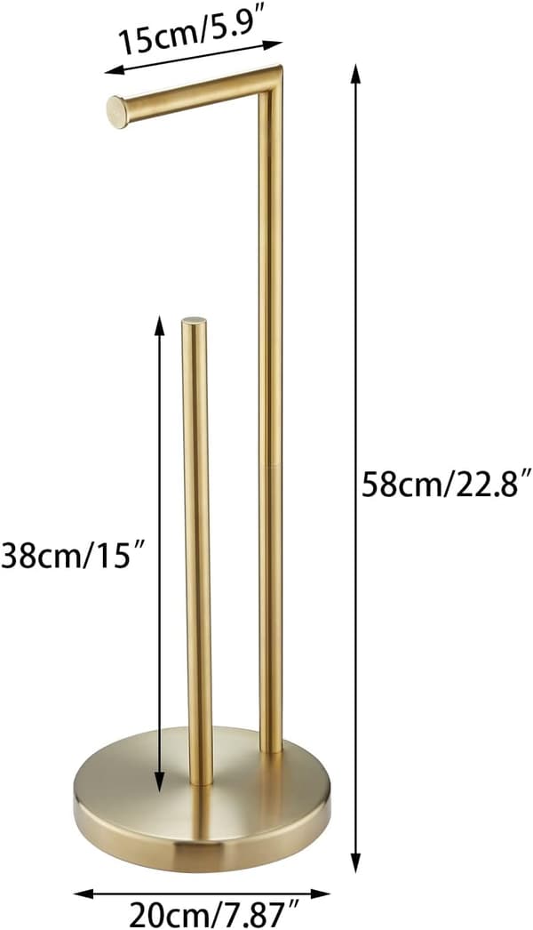 Stativ för rullhållare för toalettpapper. Borste Guld Badrum Fristående rullhållare för toalettpapper med reservfunktion