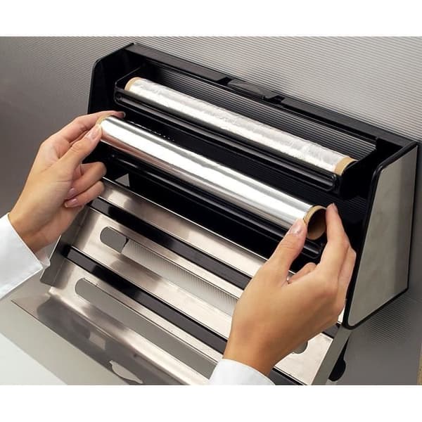 Emsa 504180 Contura tredubbel dispenser i rostfritt stål, dispenser i aluminium 3-i-1 pappershandduk
