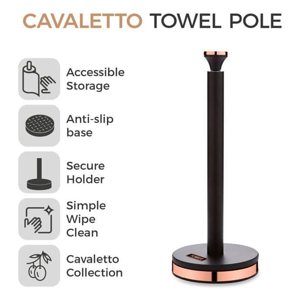 Tower - T826133BLK - Cavaletto Pappershållare med mjukt foder Svart/Roséguld