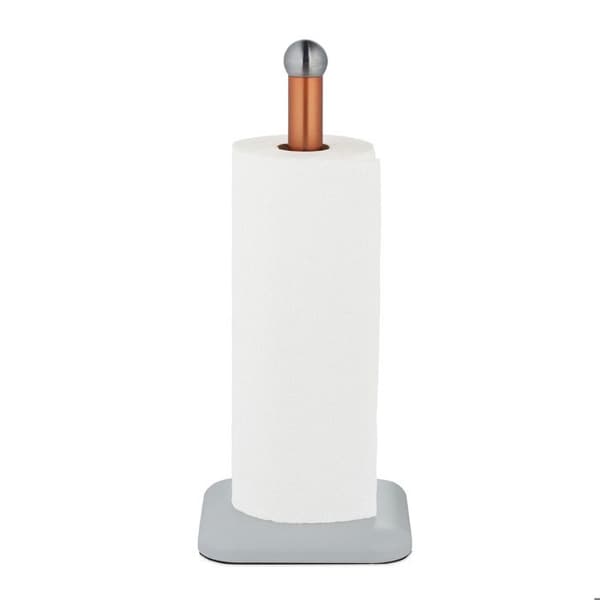 Relaxdays Ouppsaj för papper, rostfritt stål, köksstöd, HxLxP: 36 x 15 x 15 cm, vit - koppar
