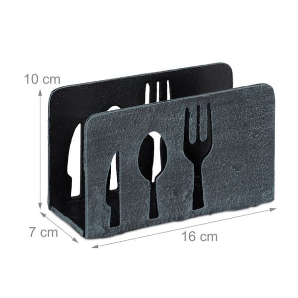 Relaxdays Bord-servett, servetter 33x33 cm, stabil mönster, gjutjärn, servetthållare, grå