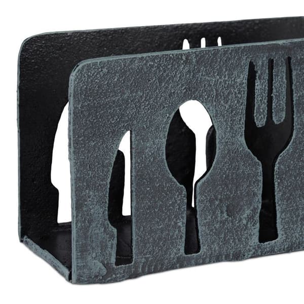 Relaxdays Bord-servett, servetter 33x33 cm, stabil mönster, gjutjärn, servetthållare, grå