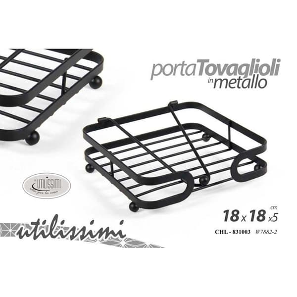 Gicos bordsservettshållare kök bar i metall 18 x 18 x 5 cm med servetthållare färg svart CHL-831003