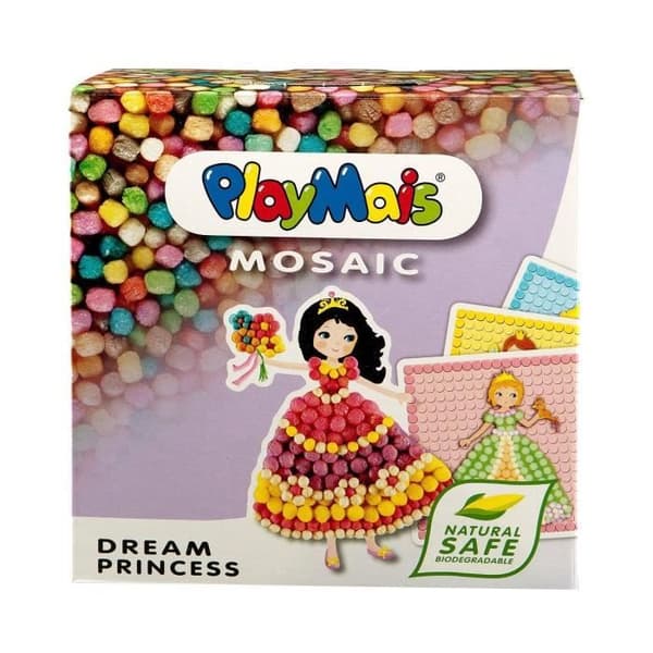 Kreativitetsspel - PLAYMAIS - Mosaikprinsessa - 2300 flingor - 6 pedagogiska kort - Från 3 år