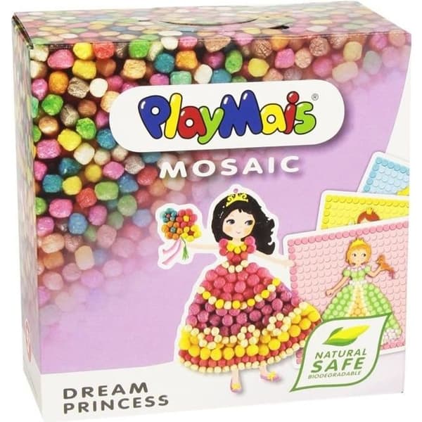 Kreativitetsspel - PLAYMAIS - Mosaikprinsessa - 2300 flingor - 6 pedagogiska kort - Från 3 år