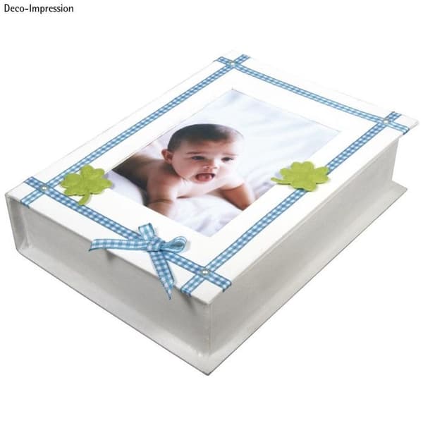Boîte - bok pappersmaché FSC återvunnet 100%, 22,8x16x5cm, med ram för foto