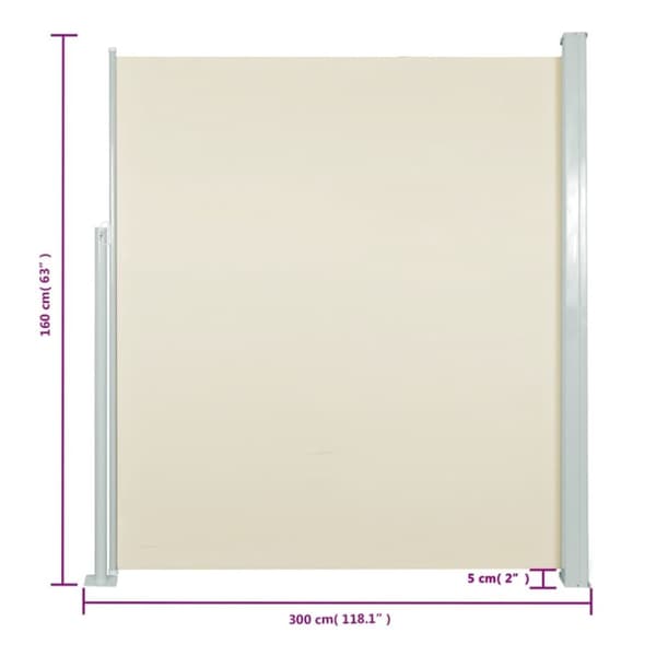 vidaXL Uttrekkbar sidemarkise 160x300 cm kremfarget