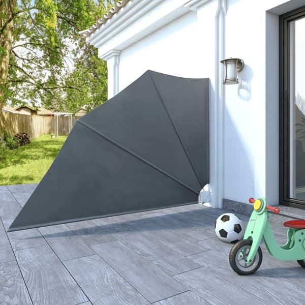 vidaXL Sammenleggbar sidemarkise for balkong grå 160x240 cm