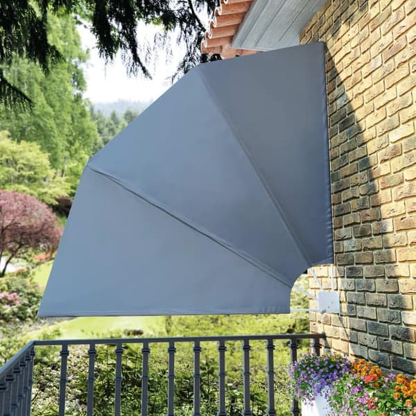 vidaXL sammenklappelig sidemarkise til altan grå 210 x 210 cm