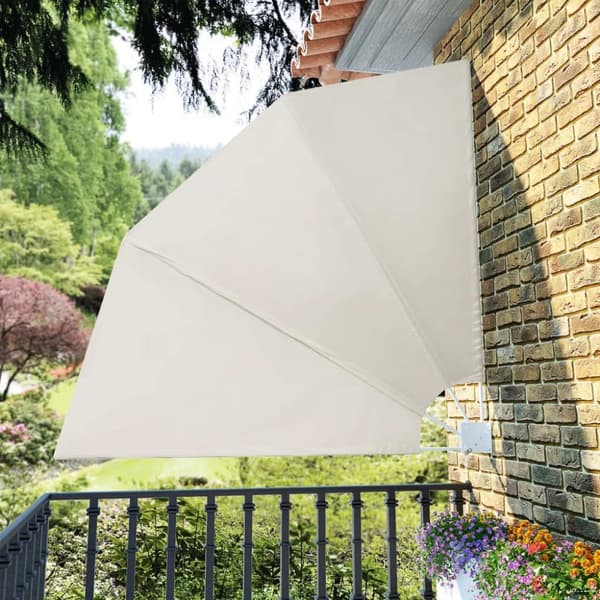 vidaXL Kokoontaittuva parvekkeen sivumarkiisi kerma 210x210 cm