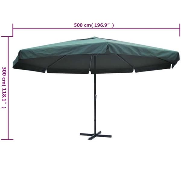 vidaXL Grønn Samos Parasoll 500 cm aluminium