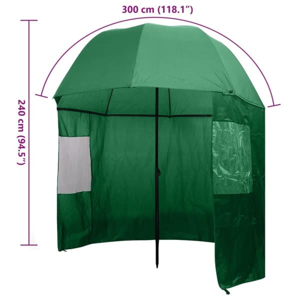 vidaXL Parasoll för fiske grön 300 x 240 cm