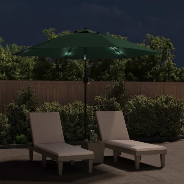 vidaXL LED Frihängande parasoll 3 m grönt