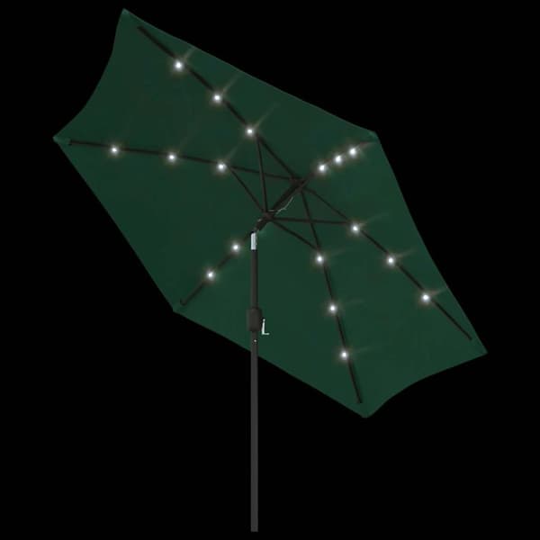 vidaXL LED Frihängande parasoll 3 m grönt