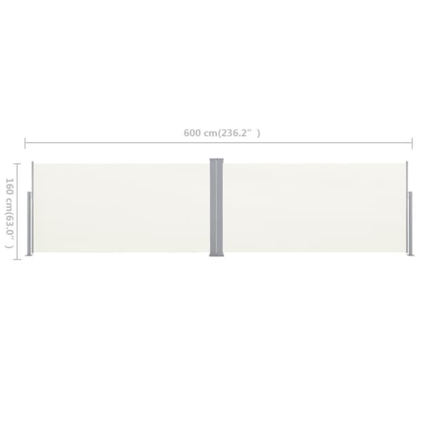 vidaXL Uttrekkbar sidemarkise 160x600 cm kremhvit